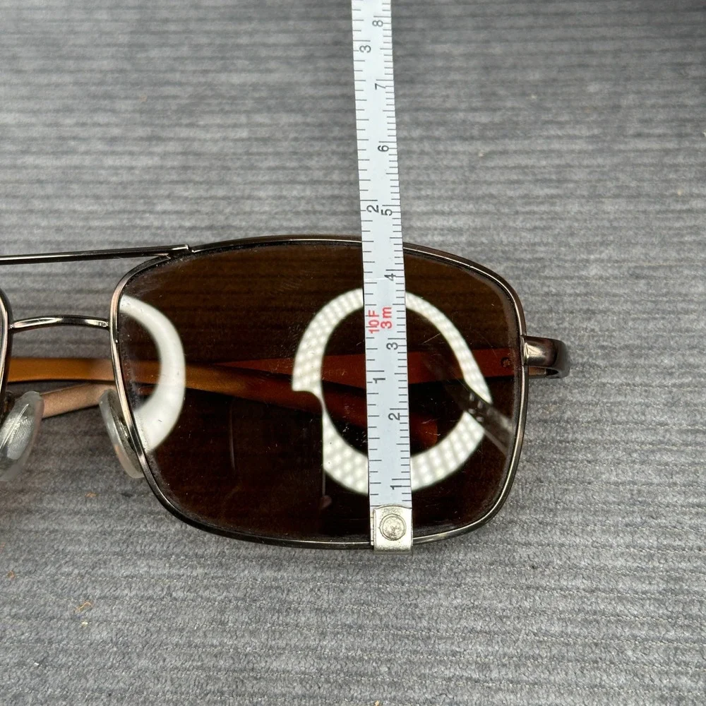 Foster Grant Rectangular Aviator Sunglasses Brown Metal Frame AL2172PL Y2k
